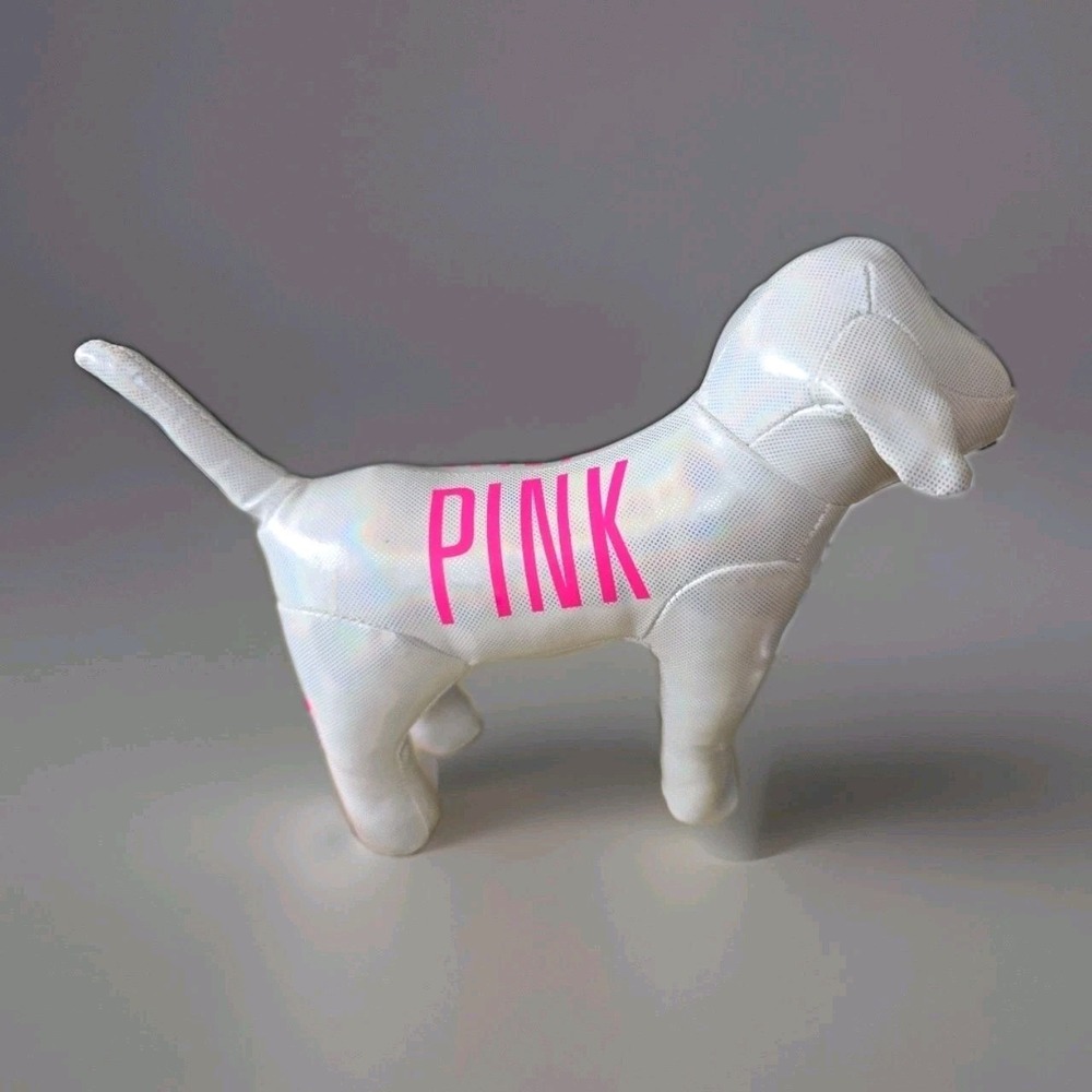 Victoria's Secret Limited Edition 7" Plush Dog PINK Nation Metallic White